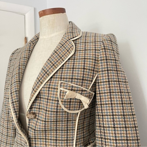 Y2K Vintage Juicy Couture Plaid Wool Blazer size Small deadstock - Picture 2 of 11